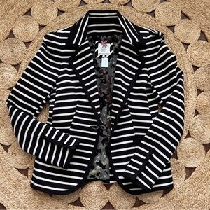 Dept Brand Knit Striped Blazer black and cream